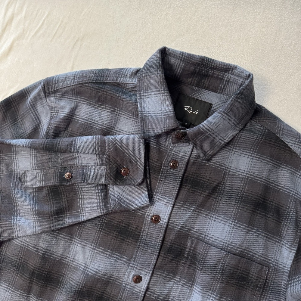Rails Men's Sz S Reflection Wraith Forrest Black&Blue Plaid‎ Flannel Shirt